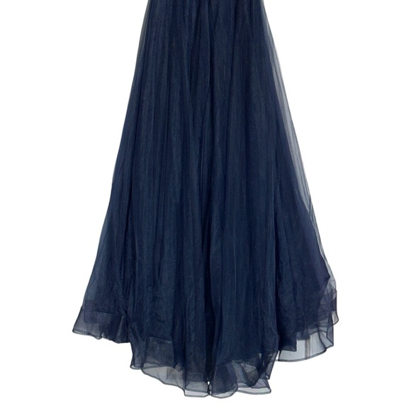 La Femme Navy Blue Illusion A-Line Tulle BallGown Dress Womens 10 - Picture 7 of 8